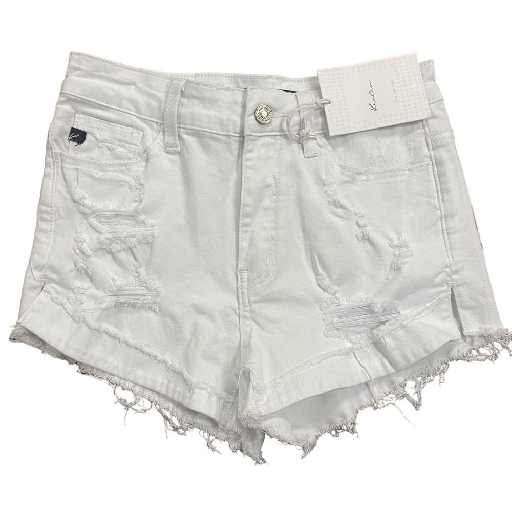 NWT KanCan White High Rise Distressed Jean Shorts Size 26